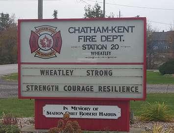 Wheatley strong sign at CK Fire Hall 20. (Photo by Paul Pedro)