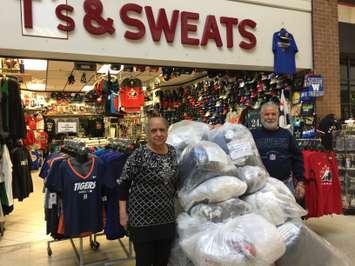 Donations collected at T's and Sweats in Chatham for residents of Syria and Turkey following a powerful earthquake (Photo submitted by Inder Gahunia)