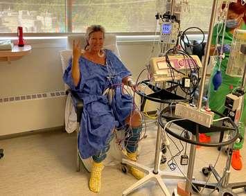 Angela Stewart the day after having kidney transplant surgery in London, Ontario. (Photo courtesy of Angela Stewart)