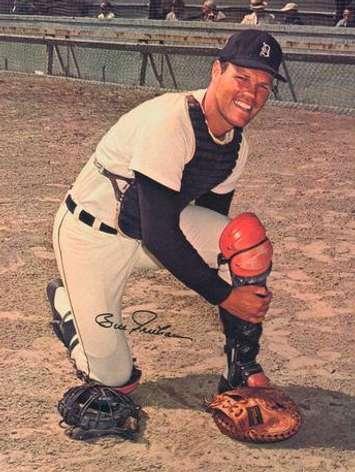 Detroit Tigers catcher Bill Freehan in a 1966 baseball card photo. Public Domain.