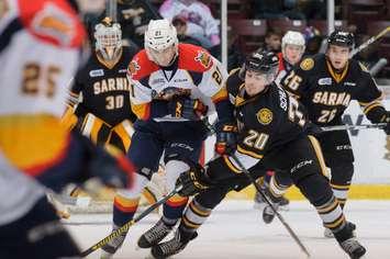 The Sarnia Sting take on the Erie Otters, March 27, 2017. (Photo courtesy of Metcalfe Photography)  