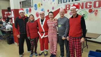 Jingle All The Way Run. 
Recipients of participation awards pictured from right to left: Tom Mountain, Dave Palmer, Brynelle Glover, Angelo Ligori, Julie De Meyer and Mark Childs. December 9, 2017. (Photo courtesy of Angelo Ligori). 