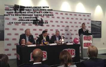 Graham Brown (middle) introduced as CEO of Canadian Interuniversity Sport (CIS). (Photo courtesy of CIS twitter account)