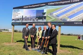 Ground breaking announcement of the new Global Development Centre to be built at the Blenheim Industrial Park. September 2014. (Photo by Maureen Revait) 