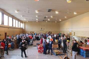Chatham Goodfellows food packing event. December 19,2017. (Photo by Sarah Cowan Blackburn News Chatham-Kent). 