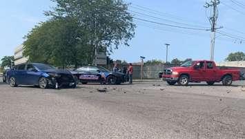 The scene after a two-vehicle collision on Adelaide Street near Wellington Street. September 22, 2020. (Photo courtesy of Brock Tedford)