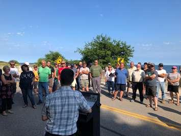 Chatham-Kent residents attend a public meeting regarding the closure of Talbot Trail near Wheatley due to shoreline erosion, July 31, 2019. (Photo by Allanah Wills. 