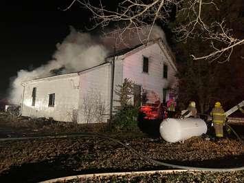 Firefighters respond to a house fire on Croton Line in Dresden. November 21, 2022. (Photo courtesy of Chatham-Kent Fire and Emergency Services)