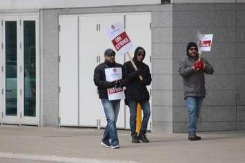 Caesars Windsor employees on the picket line, April 6, 2018. Photo by Mark Brown/Blackburn News.