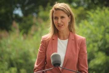 Ontario Minister of Transportation and Francophone Affairs Caroline Mulroney in Leamington, August 12, 2019. Photo by Mark Brown/Blackburn News.