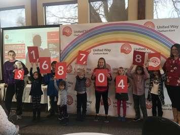 The fundraising total for the United Way Chatham-Kent's 2017 campaign. (Photo courtesy of Amanda Thibodeau)