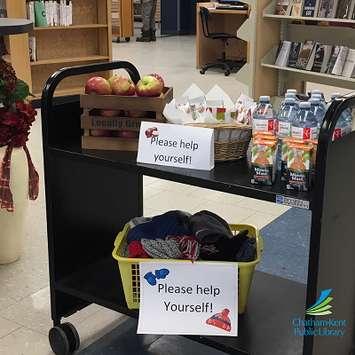 Refreshments and mittens provided by Chatham-Kent Public Library on January 30, 2019. (Photo via Chatham-Kent Public Library Facebook) 