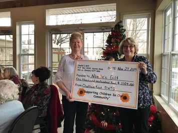 The Retired Teachers of Ontario Chatham-Kent branch has donated $1,104 to Noelle’s Gift. Nov 27, 2019. (Photo by Paul Pedro)