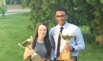 Brooke MacKinnon and Anthony Atkinson, the 2017 winners of the Dr. Jack Parry Award. (Photo courtesy of CKSS via. Twitter)