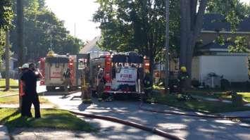 Crews on scene at a fire on Wade St. in Chatham, July 26, 2016 (Photo by Jake Kislinsky)