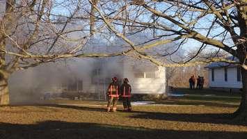 Fire Crews battle a blaze at a River Line residence between Thamesville and Kent Bridge. (Photo by Simon Crouch)