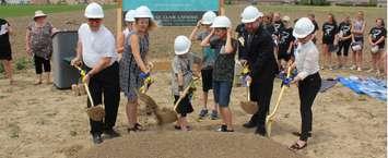Representatives and students from the St. Clair Catholic District School Board officially broke ground on the new elementary school being built on McNaughton Ave. in Catham-Kent. June 18, 2018. (Photo by Greg Higgins)