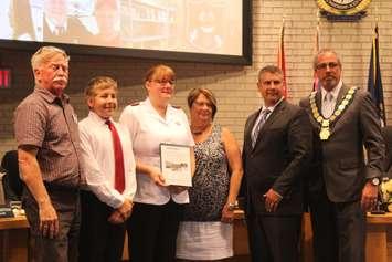 Captain Stephanie Watkinson receives award from Feature Act Recognition Program in Chatham-Kent Council. June 26, 2017. 