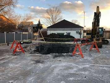 Excavation at APEC 2 to expose the casing stub (Via Municipality of Chatham-Kent)