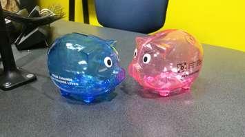 Piggy banks that can be "adopted" to help raise money for the Canadian Cancer Society. (Photo by Cheryl Johnstone)
