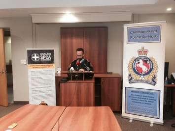 Chatham-Kent police give an update on a recent dog fighting investigation, October 14, 2015. (Photo by Simon Crouch)
