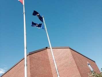 The Flag of the Canadian Association of Retired Persons flies above the Civic Centre in Chatham-Kent Oct. 1, 2015(Photo by Simon Crouch) 