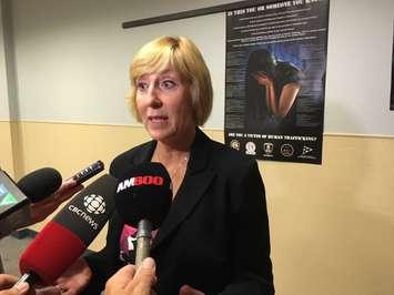 MPP for Haliburton—Kawartha Lakes—Brock, Laurie Scott, in Windsor on August 16, 2016 for a roundtable on the issue of human trafficking. (Photo courtesy the Windsor Police Service)