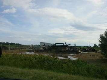 The aftermath of a barn fire on Grove Mills Line near Thamesville, August 11, 2016. (Contributed photo)
