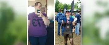 Jennifer Tape-Samson before (left) and after (right) losing 105 lbs by exercising and eating healthy. (Photo courtesy of Jennifer Tape-Samson)