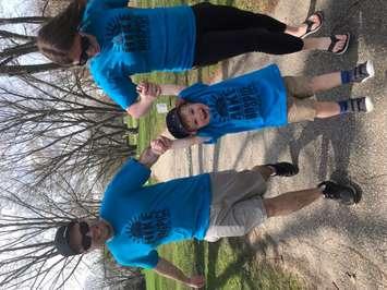 Devin, Dillon and son Beckham Tofflemire Hike for Hospice at Mud Creek Trail in memory of
Dillon’s ‘Nanny’, Ann Girard. (Photo courtesy Julia Earley) 