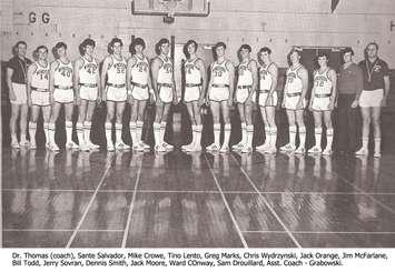 The 1970-71 men's basketball team at the University of Windsor, the first of three OUA title winners under head coach Paul "Doc" Thomas. Photo courtesy University of Windsor official athletic website.