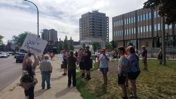 Anti-mask protest at Sarnia City Hall July 30, 2020 (Submitted photo)
