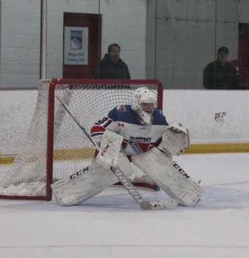 Goaltender Adam Harris with the Oakville Rangers. The Chatham Maroons committed to him on May 27, 2018. Photo provided by the Chatham Maroons.