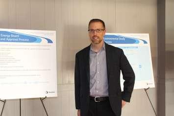 Union Gas District Manager Sean Collier at Chatham-Kent Rural Pipeline Project public information session in Dresden. March 6, 2018. (Photo by Sarah Cowan Blackburn News Chatham-Kent.) 