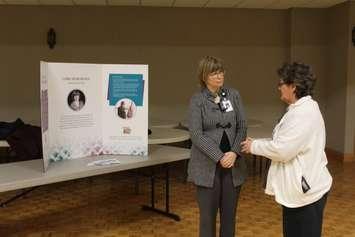 Vera Brown (right) speaking with CEO Lori Marshall (left) at the CKHA community engagement session in Blenheim. April 4, 2017. (Photo by Natalia Vega) 