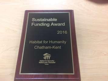 Habitat for Humanity Chatham-Kent has received a national award.  May 17,2017.  (Photo by Paul Pedro)