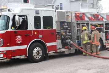 A Chatham-Kent Fire Department truck and fire crews. (Photo by Allanah Wills)