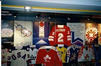 An Olympic ice hockey display at the Hockey Hall of Fame in 1999. (Photo by Chris Miller via commons.wikimedia.org)