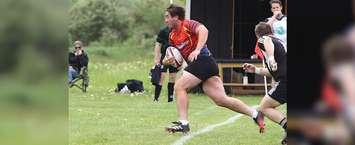 Tyler Doran playing rugby. (Photo courtesy of Tyler Doran). 