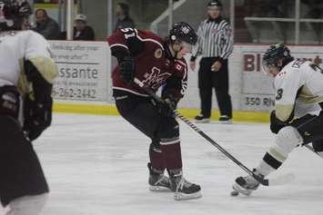 The Chatham Maroons face off against the LaSalle Vipers, February 15, 2015. (Photo courtesy of Jocelyn McLaughlin)