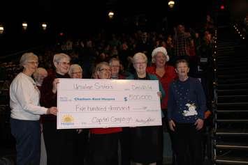The Ursuline Sisters donate $500,000 to the Chatham-Kent Hospice, Dec. 20, 2014. (Photo courtesy of CK Hospice)