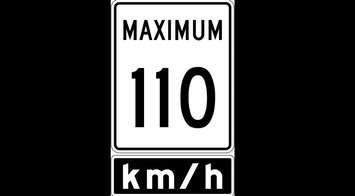 Public domain photo of a 110 km/h speed limit sign. 