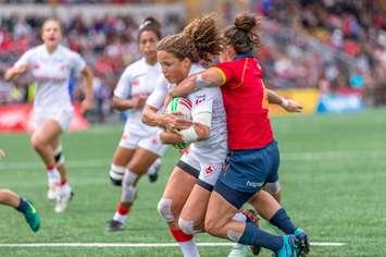 Breanne Nicholas at the HSBC Canada Women’s Sevens in Langford, BC 2019. (Photo by Chris Wilson, courtesy of Rugby Canada)