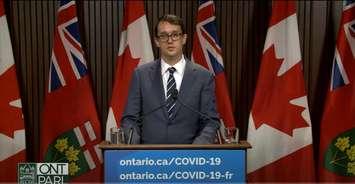 Minister of Labour, Training and Skills Development Monte McNaughton announced paid sick leave for Ontario, April 28, 2021. 