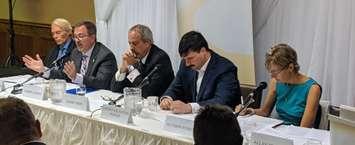 Robert Salvatore Powers (centre) at a mayoral forum during the 2018 municipal election at Club Lentinas in Chatham, October 12, 2018. (Photo by Greg Higgins)