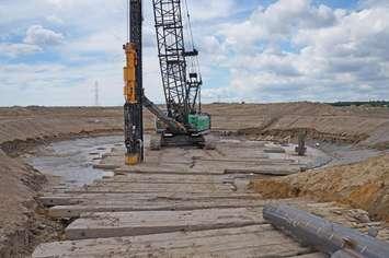 Equipment at a wind turbine construction site north of Chatham. (Photo courtesy of Water Wells First)