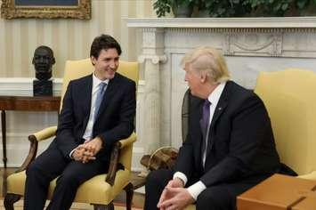 Prime Minister Justin Trudeau meets face-to-face with U.S. President Donald Trump for the first time on Monday February 13, 2017. (Photo courtesy of Justin Trudeau's official Twitter account.)