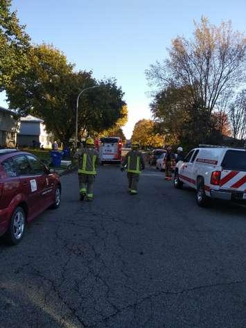 Fire at six-unit complex on Sudbury Dr. November 8, 2017. (Photo courtesy of the Chatham-Kent Fire & Emergency Services.)