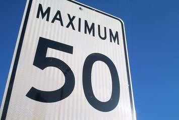 50 km/h speed limit sign.