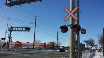 A railway crossing on Keil Dr S in Chatham (Photo by Jake Kislinsky)